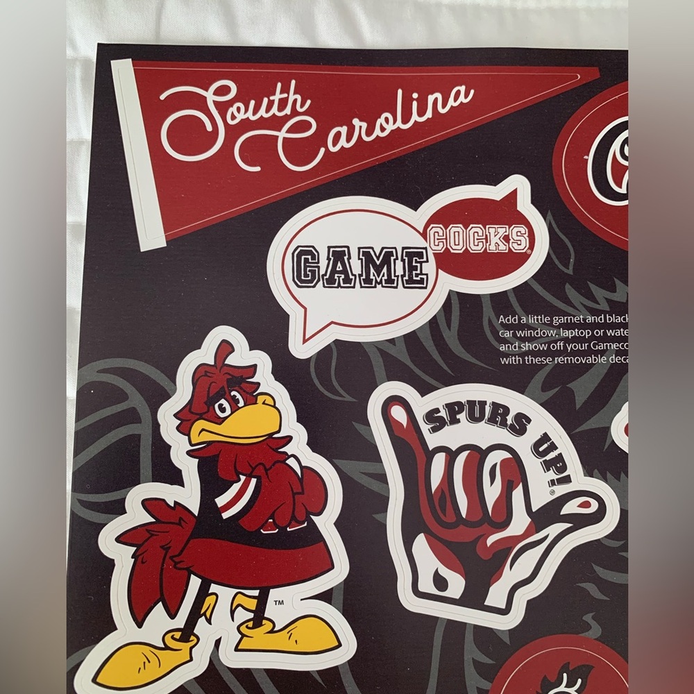 South Carolina Gamecocks 10 Stickers Decal USC Red Black Laptop Car Water Bottle - Picture 8 of 10
